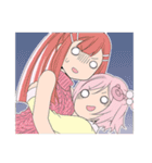 ピンクの女の子たちのスタンプ（個別スタンプ：21）