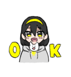 カチューシャちゃんとねこ（個別スタンプ：1）