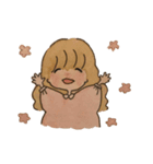 日常使いできる水彩画の女の子スタンプ（個別スタンプ：1）