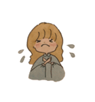 日常使いできる水彩画の女の子スタンプ（個別スタンプ：2）