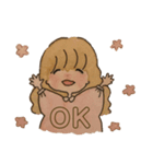 日常使いできる水彩画の女の子スタンプ（個別スタンプ：3）
