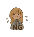 日常使いできる水彩画の女の子スタンプ（個別スタンプ：4）