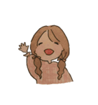 日常使いできる水彩画の女の子スタンプ（個別スタンプ：5）