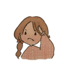 日常使いできる水彩画の女の子スタンプ（個別スタンプ：6）