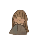 日常使いできる水彩画の女の子スタンプ（個別スタンプ：7）