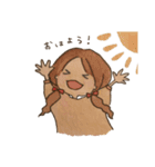 日常使いできる水彩画の女の子スタンプ（個別スタンプ：9）