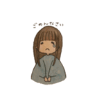 日常使いできる水彩画の女の子スタンプ（個別スタンプ：12）