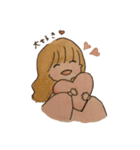 日常使いできる水彩画の女の子スタンプ（個別スタンプ：15）