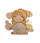 日常使いできる水彩画の女の子スタンプ（個別スタンプ：16）