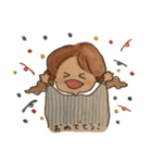 日常使いできる水彩画の女の子スタンプ（個別スタンプ：17）