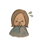 日常使いできる水彩画の女の子スタンプ（個別スタンプ：20）