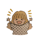 日常使いできる水彩画の女の子スタンプ（個別スタンプ：21）