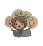 日常使いできる水彩画の女の子スタンプ（個別スタンプ：22）