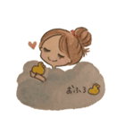 日常使いできる水彩画の女の子スタンプ（個別スタンプ：27）