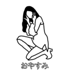 線画の踊るお姉さん（個別スタンプ：6）