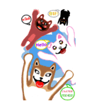 猫1匹、犬3匹、5ヶ国語（個別スタンプ：1）