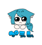 ねこみみブルー髪（個別スタンプ：1）