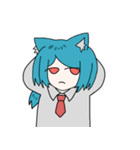 ねこみみブルー髪（個別スタンプ：21）