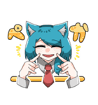 ねこみみブルー髪（個別スタンプ：34）