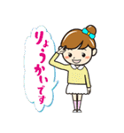 元気な女の子のカラフルスタンプ（個別スタンプ：1）