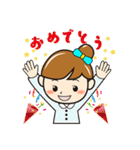元気な女の子のカラフルスタンプ（個別スタンプ：17）