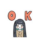女の子と米と猫。（個別スタンプ：1）