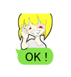女の子のシンプルな吹き出しスタンプ（個別スタンプ：3）
