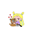 女の子達とブルドッグ（個別スタンプ：3）