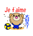 バレーボール犬 フランス語と日本語（個別スタンプ：34）