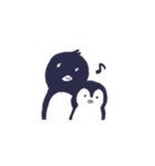 大人ペンギンのモノクロスタンプ（個別スタンプ：40）