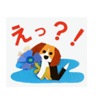 ビーグル犬の紙絵スタンプ【日常】（個別スタンプ：18）