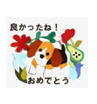 ビーグル犬の紙絵スタンプ【日常】（個別スタンプ：32）