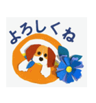 ビーグル犬の紙絵スタンプ【日常】（個別スタンプ：33）
