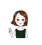 ボブヘアの女の子のスタンプ（個別スタンプ：1）