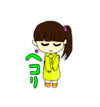 パーカー女の子(黄色)（個別スタンプ：1）