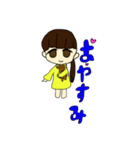 パーカー女の子(黄色)（個別スタンプ：3）