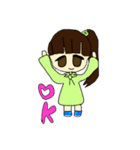 パーカー女の子(黄色)（個別スタンプ：7）