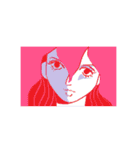 マウスで描いた女の人（個別スタンプ：3）