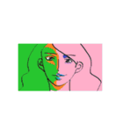 マウスで描いた女の人（個別スタンプ：14）