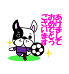 サッカー犬 紫ユニ版（個別スタンプ：39）