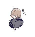 黒ワンピ少女とくま（個別スタンプ：1）