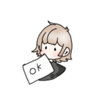 黒ワンピ少女とくま（個別スタンプ：8）