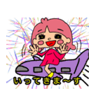 テンション高めなピンクヘアーの女の子。（個別スタンプ：1）