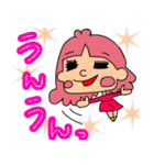 テンション高めなピンクヘアーの女の子。（個別スタンプ：7）