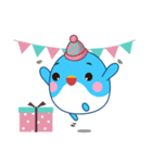 かわいい青い鳥のハッピークリスマス（個別スタンプ：1）