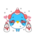 かわいい青い鳥のハッピークリスマス（個別スタンプ：3）