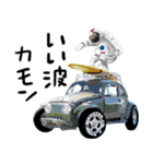 宇宙飛行士 車 レース ドライブ（個別スタンプ：4）