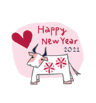 かわいい水牛の年賀状2021お正月用（個別スタンプ：3）