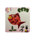 和紙貼り絵季節スタンプ（個別スタンプ：3）