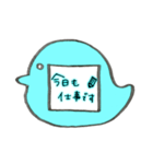 ♡先生のバッジスタンプ♡鳥/水色（個別スタンプ：7）